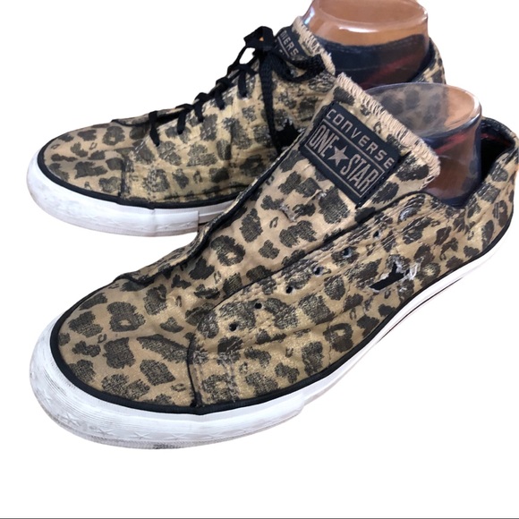 Converse One Start Cheetah Leopard Print Low Top Shoes Size 10 EUC Black & Gold - Picture 7 of 13